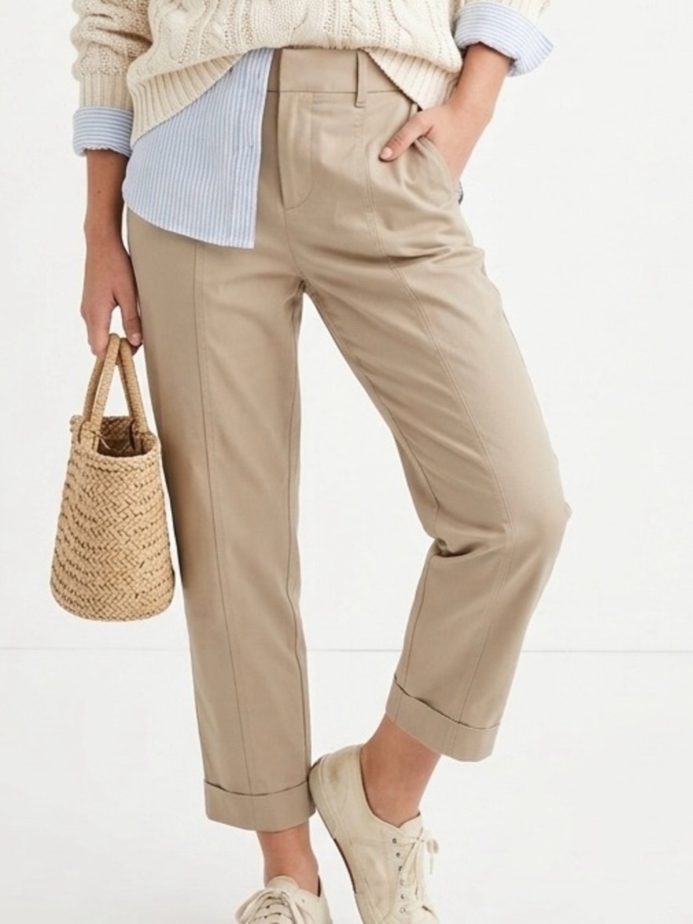 Chico's Brigitte So Slimming Seamed Ankle Pants Alabaster Beige Size 0.5 US 6